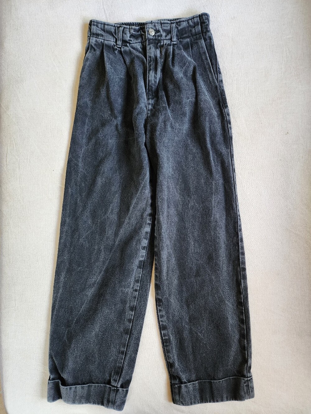 Zara Black Stonewash High-Waist Barrel Jeans